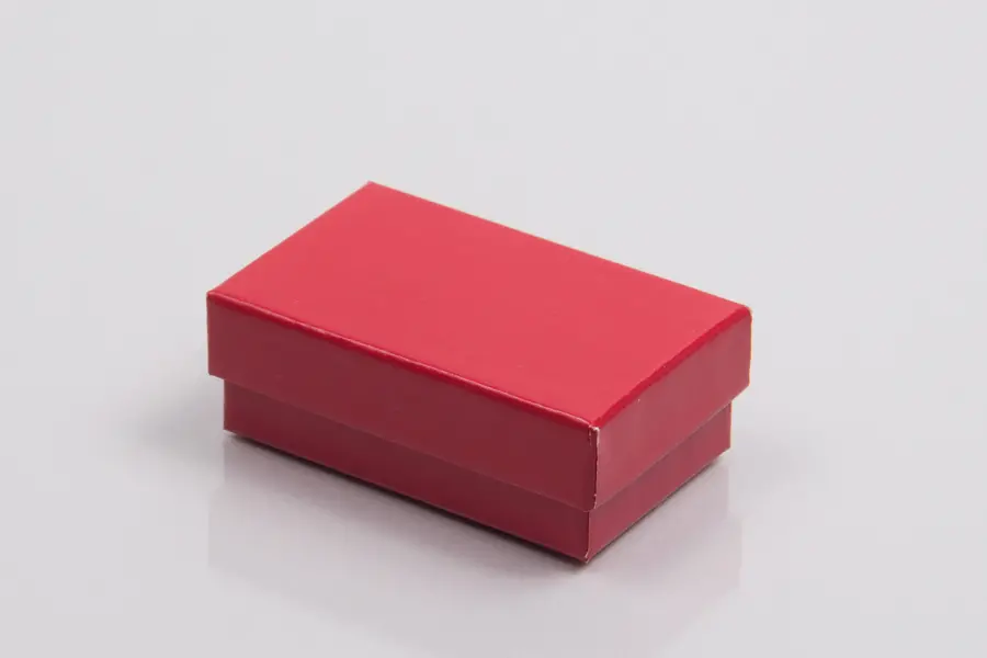 2-1/2L x 1-1/2W x 7/8H, 2-Piece Set-Up Jewelry Boxes w/Fiber Insert, Cherry Red