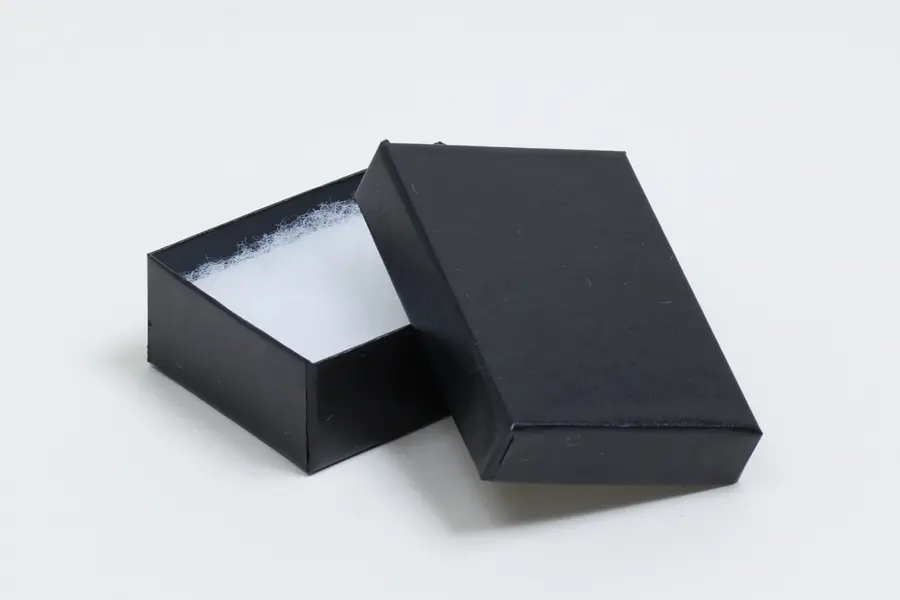 2-1/8L x 3W x 1H, 2-Piece Set-Up Jewelry Boxes w/Fiber Insert, Black Semi-Gloss