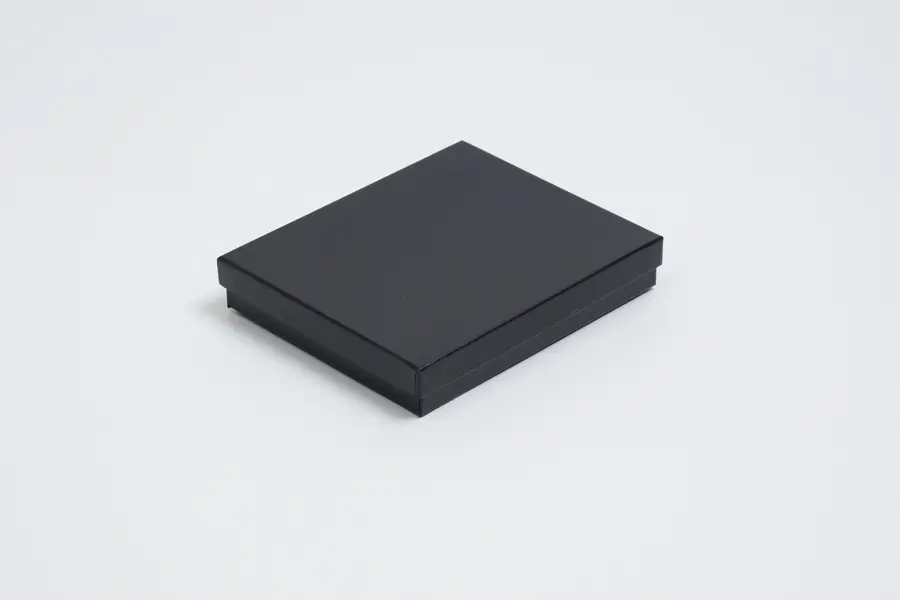 3-3/4L x 5-1/4W x 7/8H, 2-Piece Set-Up Jewelry Boxes w/Fiber Insert, Black Semi-Gloss
