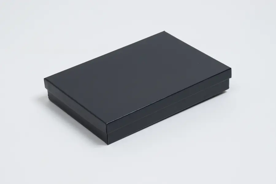 6L x 5W x 1H, 2-Piece Set-Up Jewelry Boxes w/Fiber Insert, Black Semi-Gloss