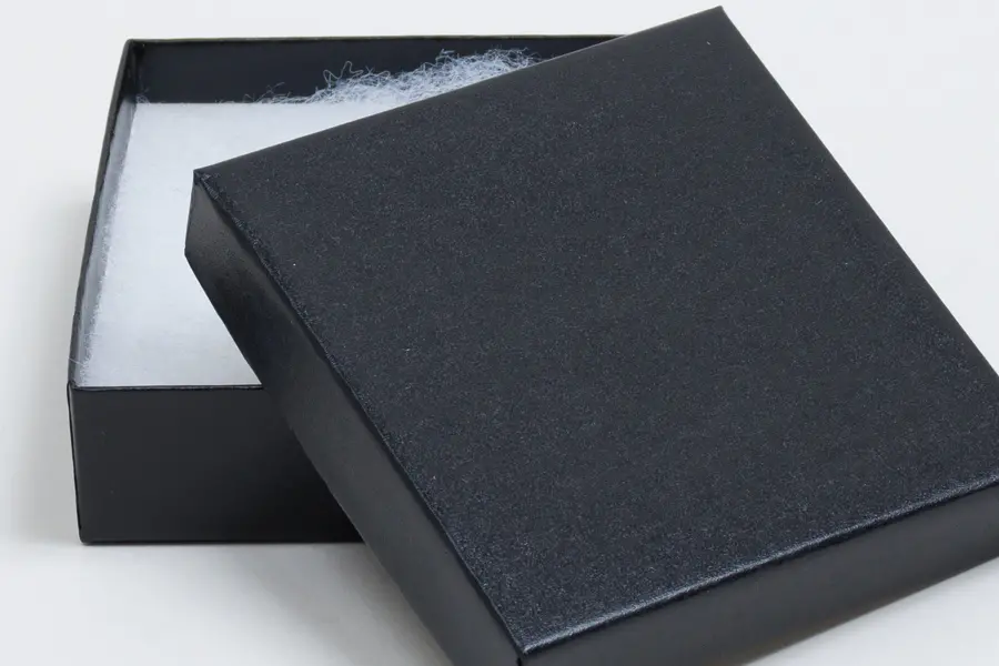 3-1/2L x 3-1/2W x 1-1/2H, 2-Piece Set-Up Jewelry Boxes w/Fiber Insert, Black Semi-Gloss