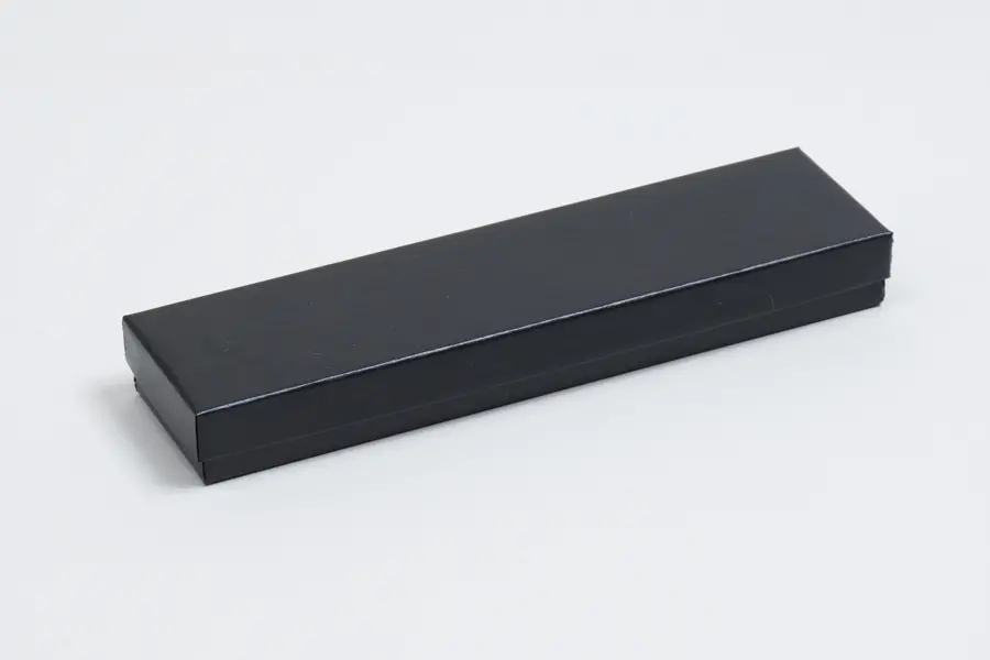 2L x 8W x 7/8H, 2-Piece Set-Up Jewelry Boxes w/Fiber Insert, Black Semi-Gloss