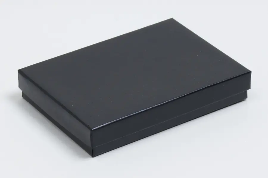 5-1/2L x 8W x 1-1/4H, 2-Piece Set-Up Jewelry Boxes w/Fiber Insert, Black Semi-Gloss