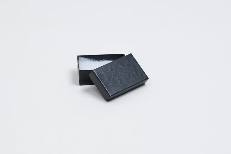 2-1/2L x 1-1/2W x 7/8H, 2-Piece Set-Up Jewelry Boxes w/Fiber Insert, Black Semi-Gloss