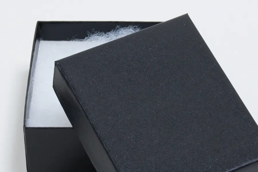 3-1/2L x 3-1/2W x 2H, 2-Piece Set-Up Jewelry Boxes w/Fiber Insert, Black Semi-Gloss