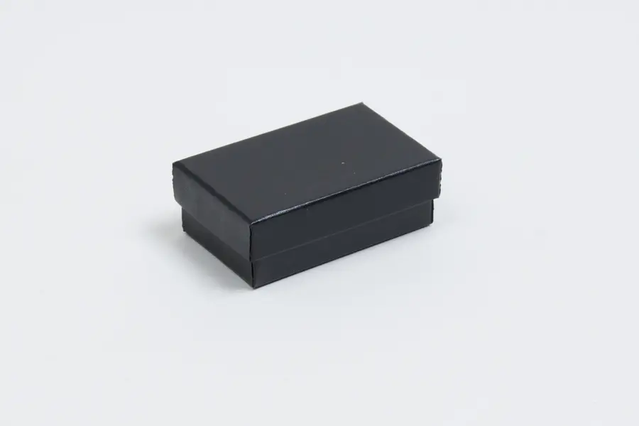 2-1/2L x 1-1/2W x 7/8H, 2-Piece Set-Up Jewelry Boxes w/Fiber Insert, Black Semi-Gloss