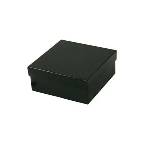 3-1/2L x 3-1/2W x 2H, 2-Piece Set-Up Jewelry Boxes w/Fiber Insert, Black Semi-Gloss