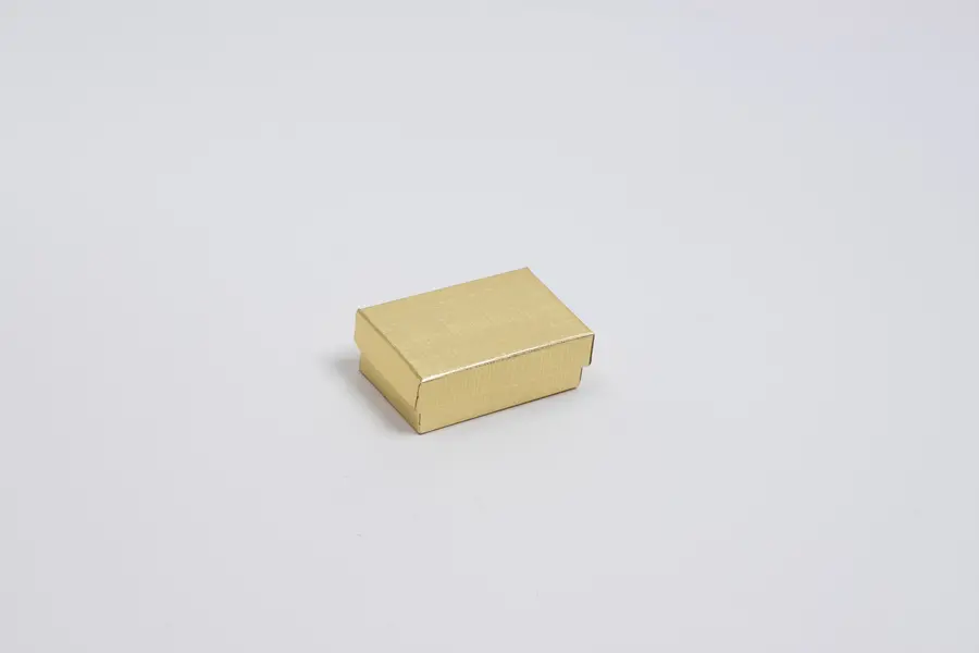 1-1/8L x 1-3/4W x 5/8H, Textured Two-Piece Jewelry Boxes, Gold Linen