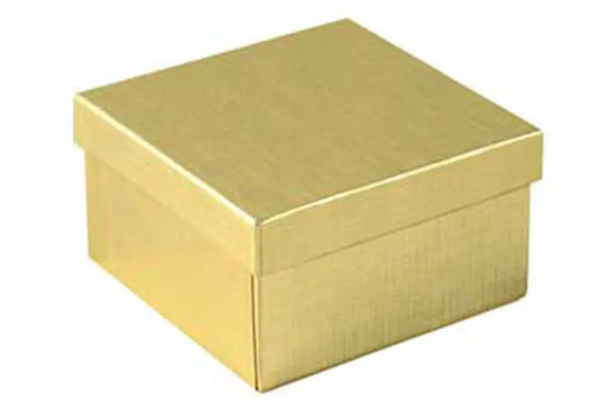 3-1/2L x 3-1/2W x 2H, Textured Two-Piece Jewelry Boxes, Gold Linen