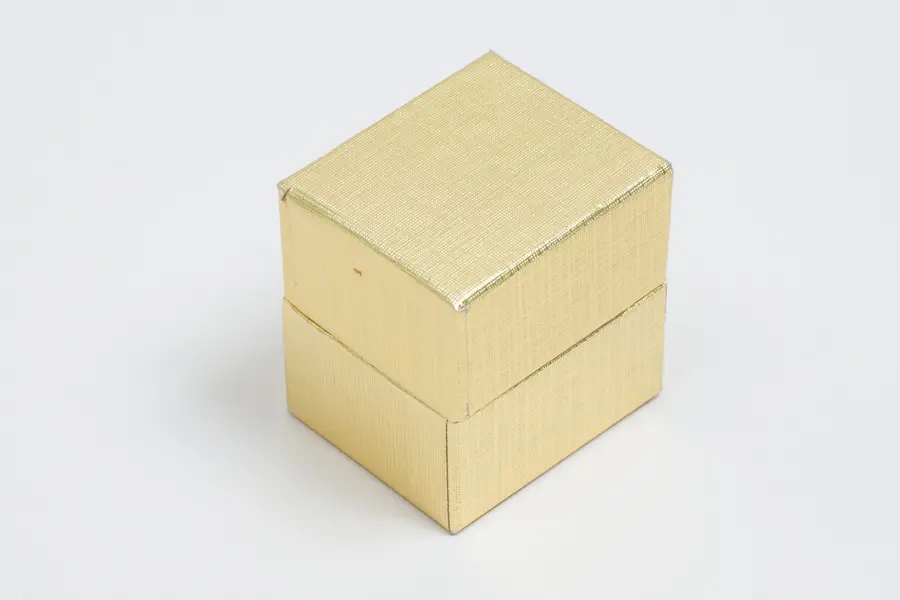 1-1/2L x 1-1/2W x 1-1/4H, Textured Two-Piece Jewelry Boxes, Gold Linen