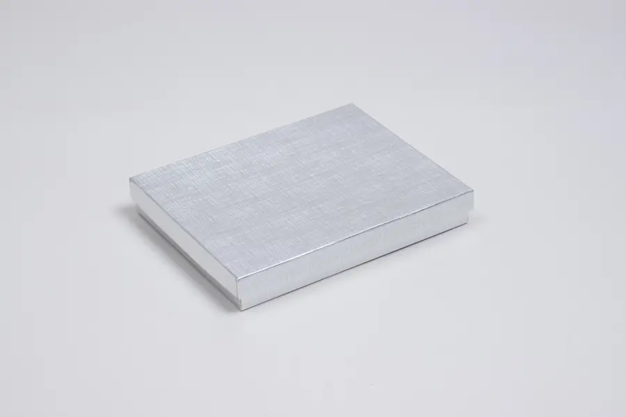 5L x 6W x 1H, Textured Two-Piece Jewelry Boxes, Silver Linen