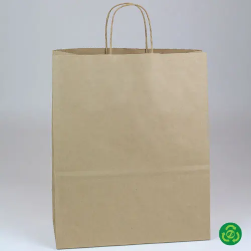 13W x 6D x 15-3/4H, Brown Kraft Paper Bags with Twisted Paper Handle