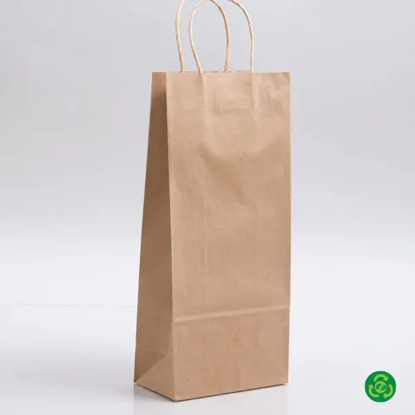 5-1/2W x 3-1/4D x 13H, Brown Kraft Paper Bags with Twisted Paper Handle