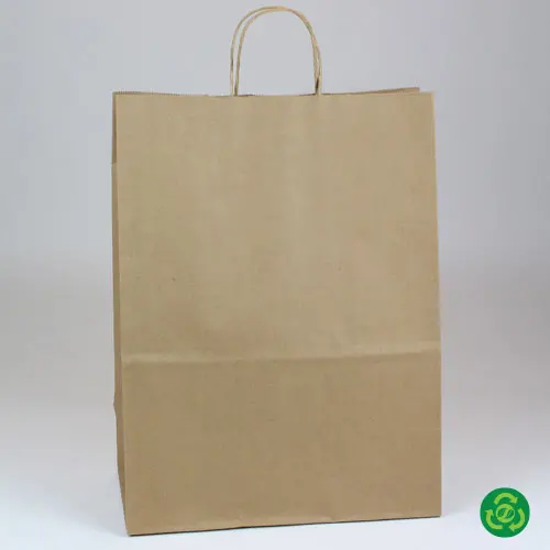 13W x 7D x 17H, Brown Kraft Paper Bags with Twisted Paper Handle