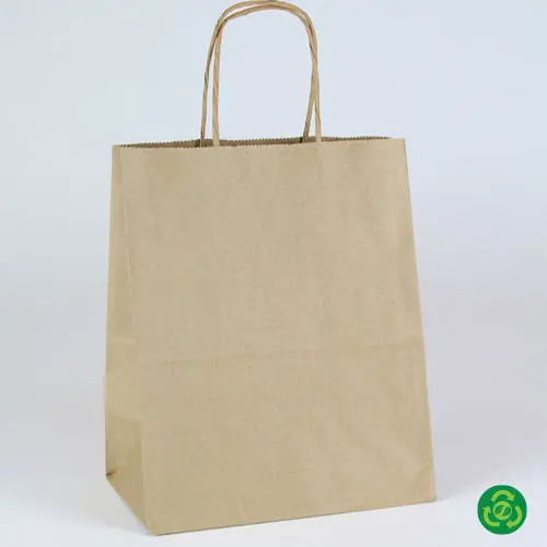 8W x 4-1/2D x 10-1/4H, Brown Kraft Paper Bags with Twisted Paper Handle