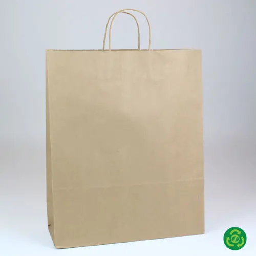 16W X 6D X 19H, BROWN KRAFT PAPER BAGS WITH TWISTED PAPER HANDLE