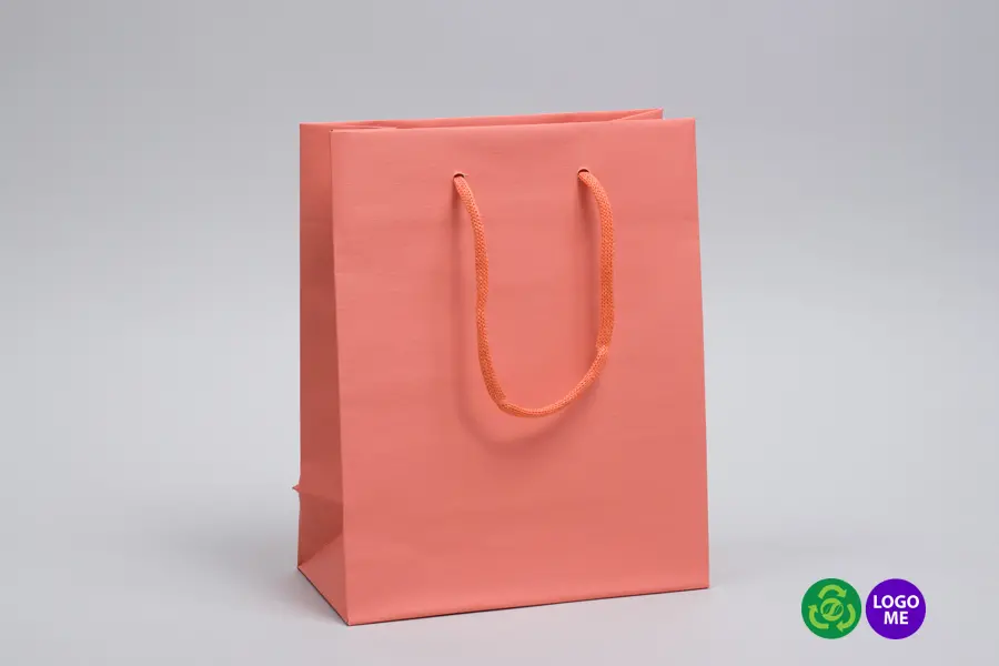 8W x 4D x 10H, Matte Gaia Eurotote Bags with Paper Rope Handles, Cantaloupe