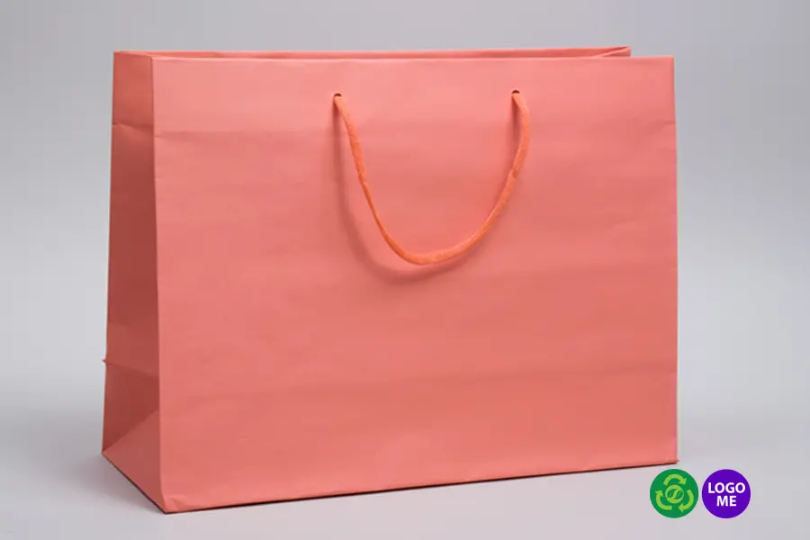 16W x 6D x 12H, Matte Gaia Eurotote Bags with Paper Rope Handles, Cantaloupe