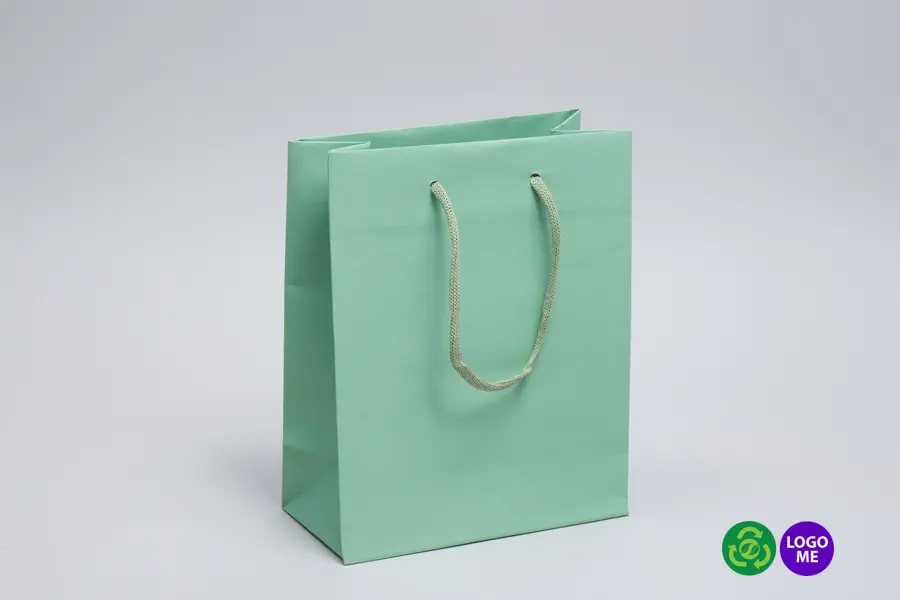 8W x 4D x 10H, Matte Gaia Eurotote Bags with Paper Rope Handles, Nile Green