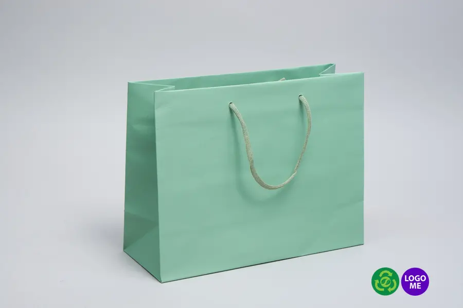 13W x 5D x 10H, Matte Gaia Eurotote Bags with Paper Rope Handles, Nile Green
