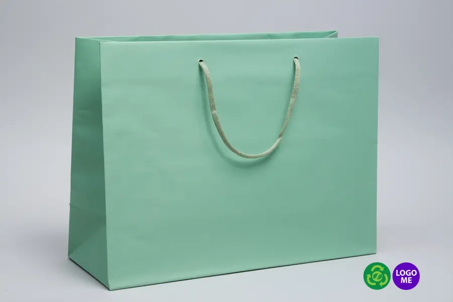 16W x 6D x 12H, Matte Gaia Eurotote Bags with Paper Rope Handles, Nile Green
