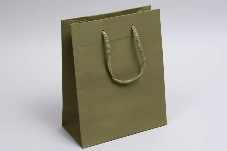 8W x 4D x 10H, Matte Gaia Eurotote Bags with Paper Rope Handles, Olive Green
