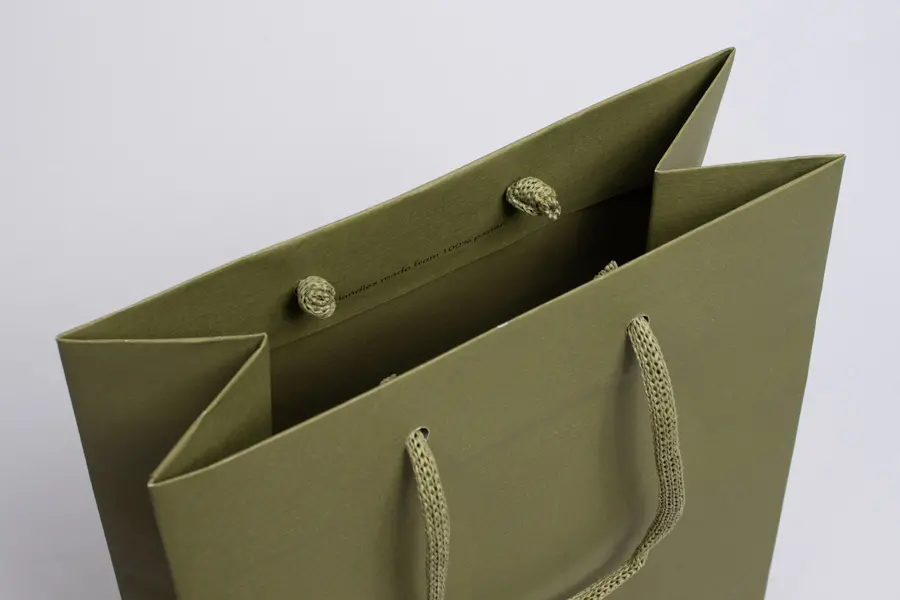8W x 4D x 10H, Matte Gaia Eurotote Bags with Paper Rope Handles, Olive Green