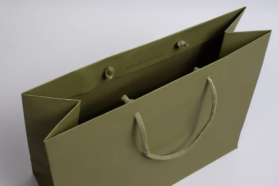 13W x 5D x 10H, Matte Gaia Eurotote Bags with Paper Rope Handles, Olive Green