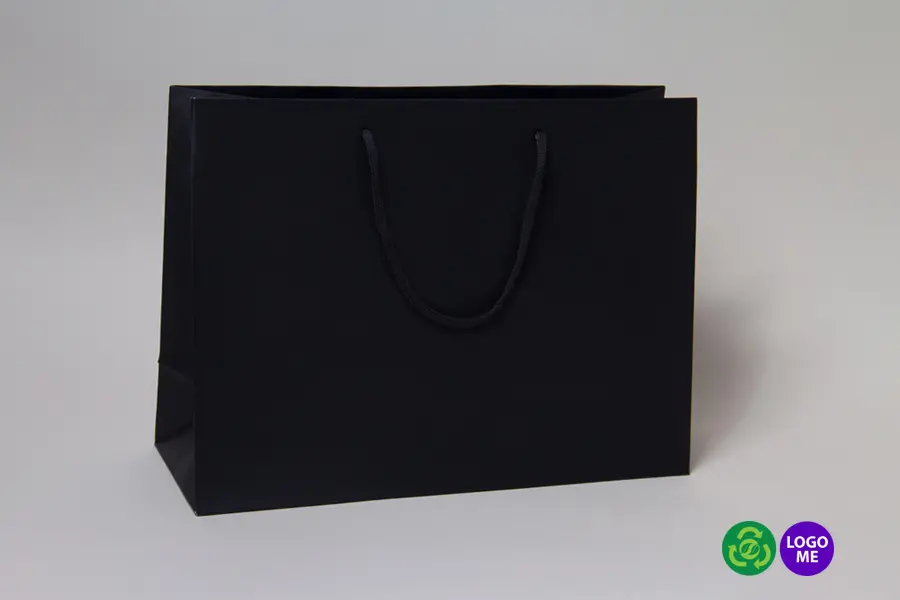 13W x 5D x 10H, Matte Gaia Eurotote Bags with Paper Rope Handles, Black