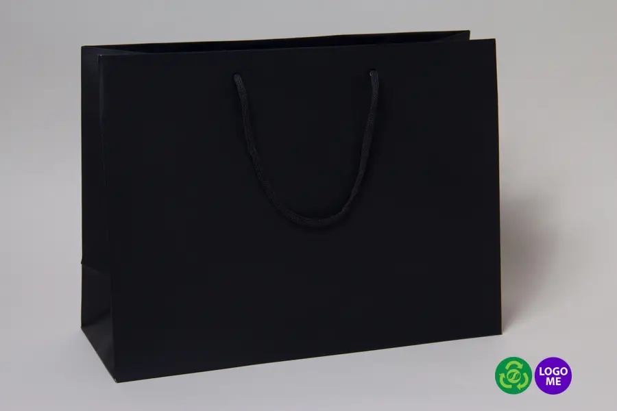 16W x 6D x 12H, Matte Gaia Eurotote Bags with Paper Rope Handles, Black