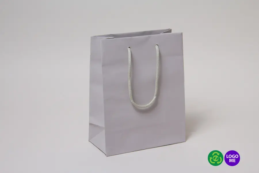 8W x 4D x 10H, Matte Gaia Eurotote Bags with Paper Rope Handles, Gray