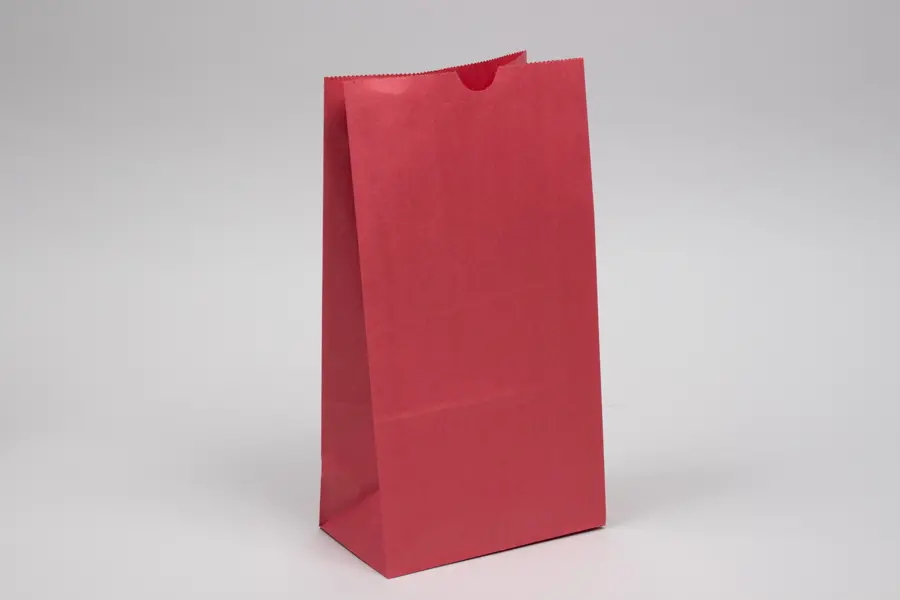6W x 3-5/8D x 11-1/16H, Stand Up Colored Paper Bags, Red