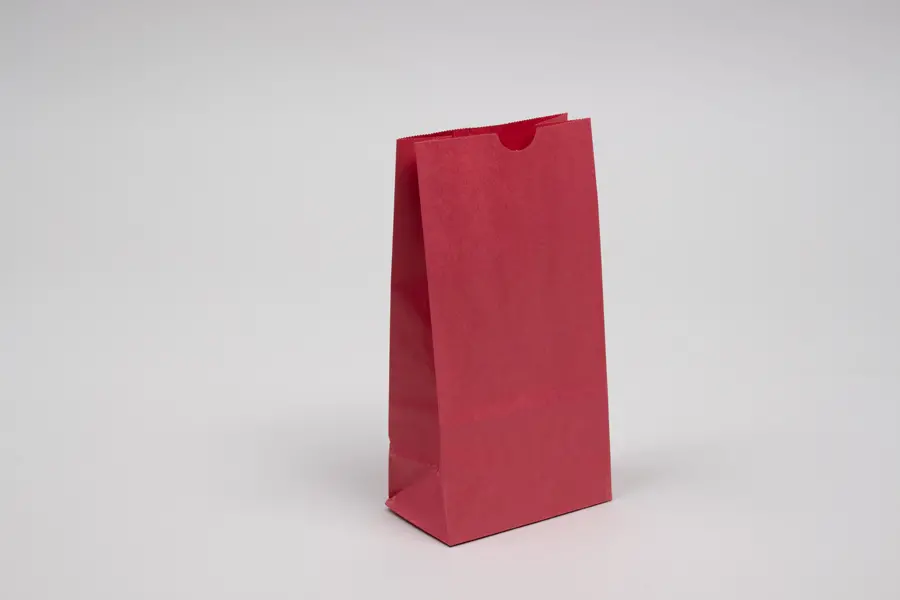 4-1/8W x 2-1/2D x 7-7/8H, Stand Up Colored Paper Bags, Red