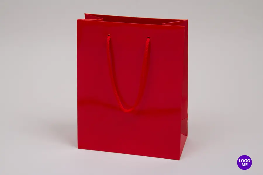 8W x 4D x 10H, Gloss Eurotote Bags with Rope Handles, Red Gloss
