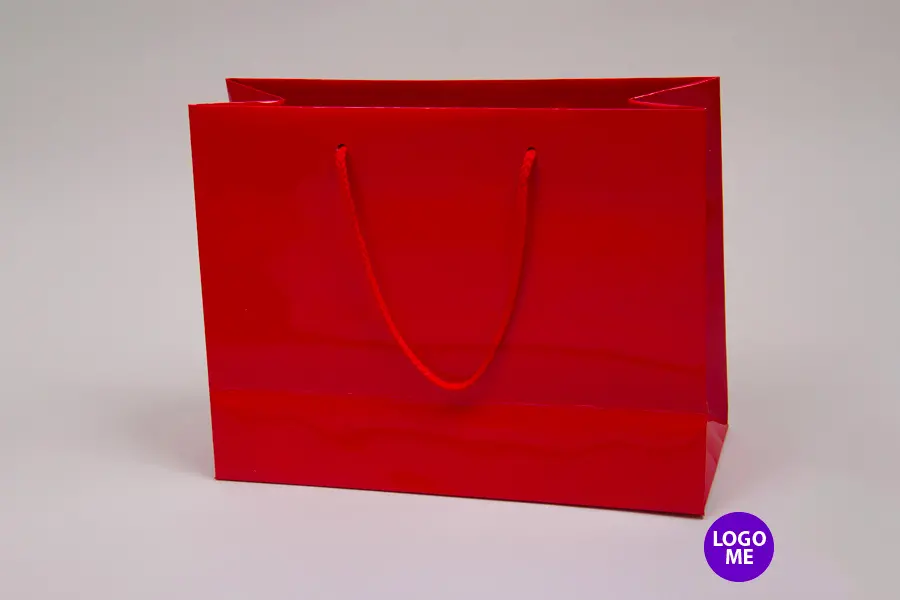 13W x 5D x 10H, Gloss Eurotote Bags with Rope Handles, Red Gloss