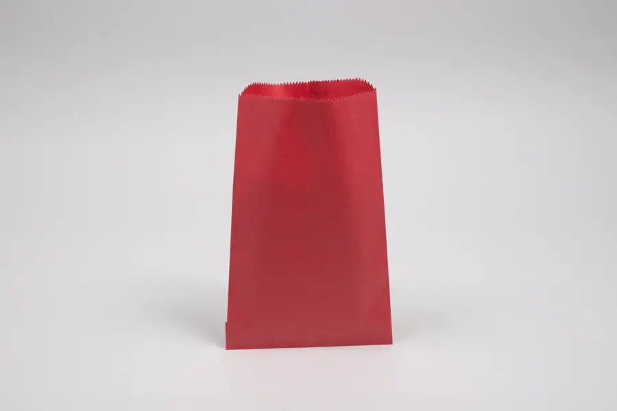 6-1/4W x 9-1/4L, Pinch Bottom Colored Paper Bags, Red