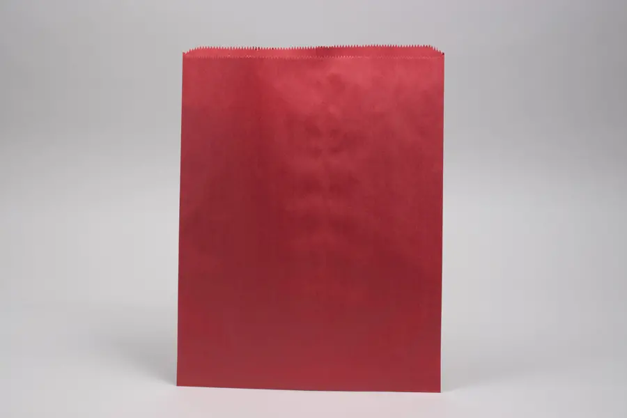 12W x 15L, Pinch Bottom Colored Paper Bags, Red