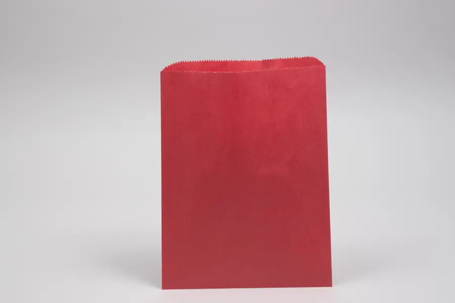 8-1/2W x 11L, Pinch Bottom Colored Paper Bags, Red