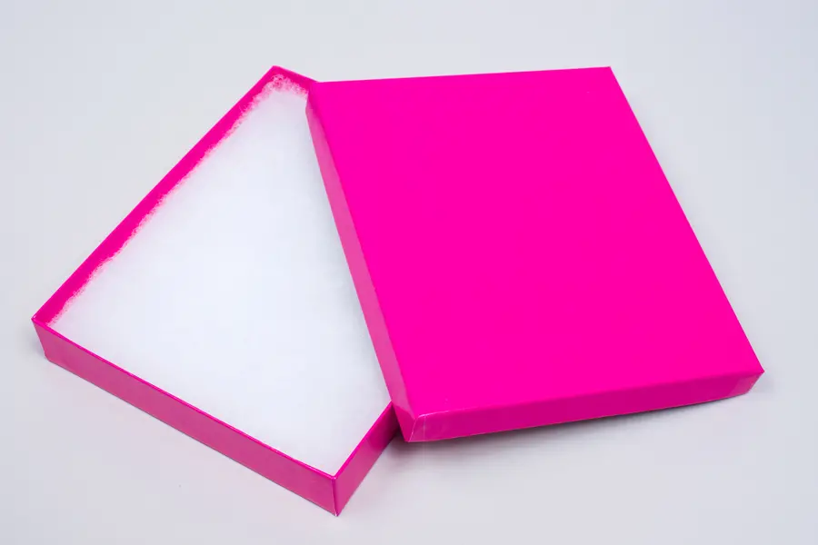 6L x 5W x 1H, 2-Piece Set-Up Jewelry Boxes w/Fiber Insert, Fuchsia Gloss