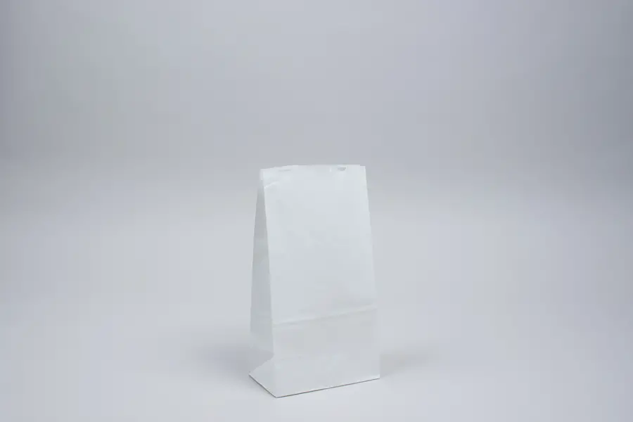 4-1/8W x 2-1/2D x 7-7/8H, Stand Up Paper Merchandise Bags, White