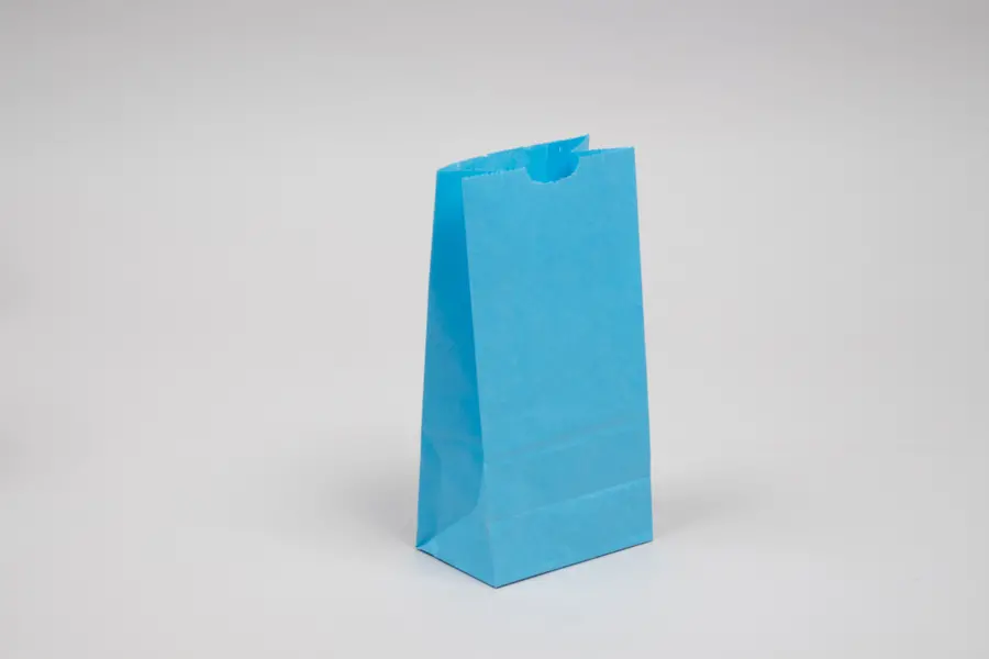 4-1/8W x 2-1/2D x 7-7/8H, Stand Up Colored Paper Bags, Blue Sky