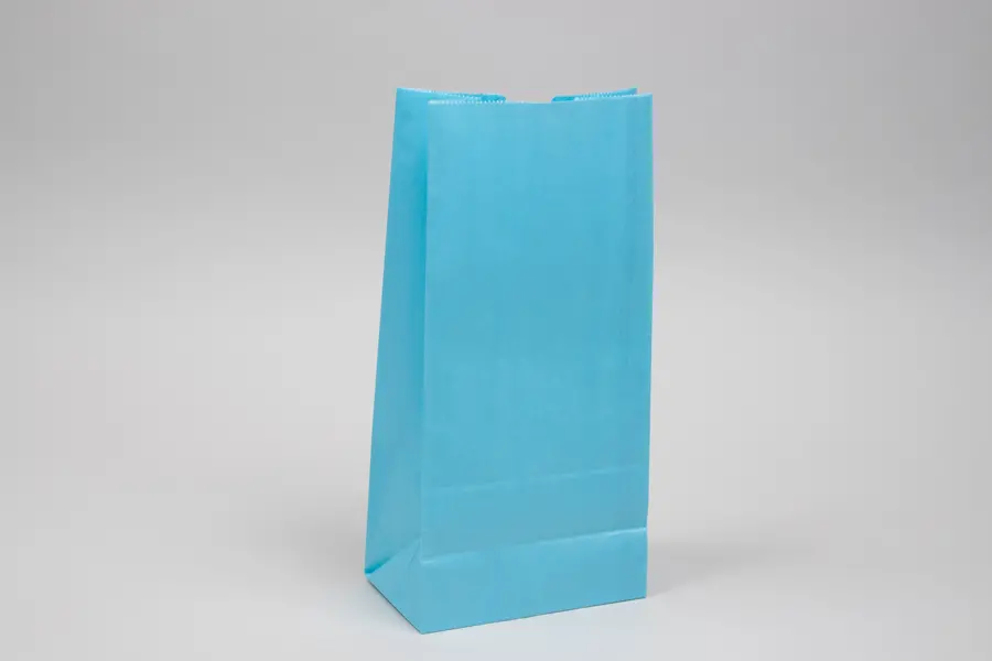 6-1/4W x 3-4/5D x 12-1/2H, Stand Up Colored Paper Bags, Blue Sky