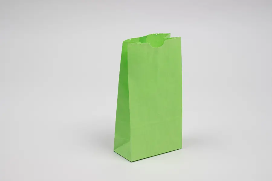 4-1/8W x 2-1/2D x 7-7/8H, Stand Up Colored Paper Bags, Lime