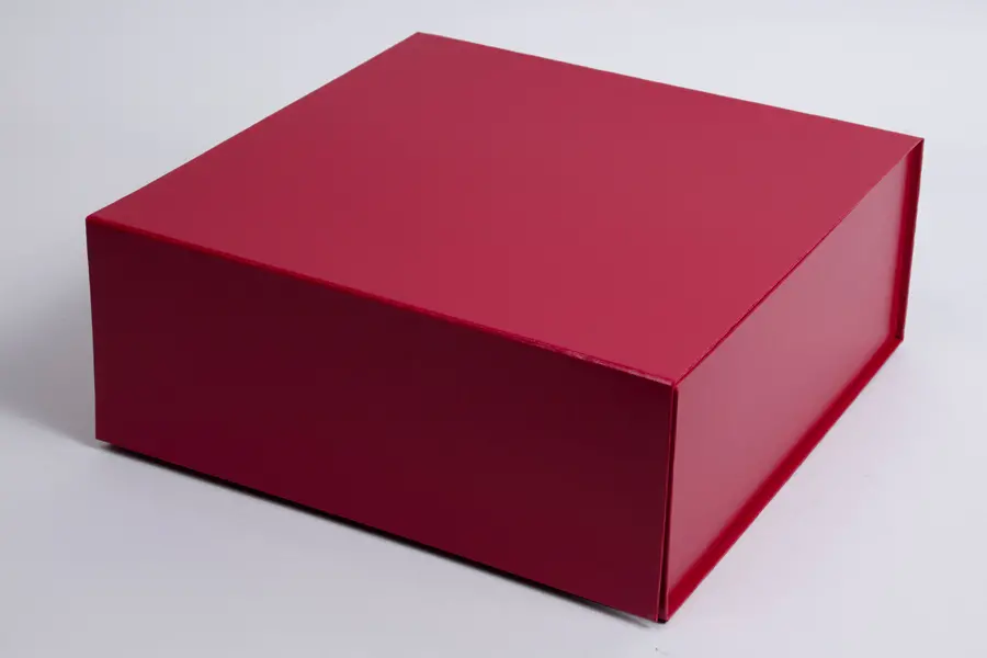 10L x 10W x 4H, Leatherette Magnetic Lid Gift Boxes, Red Leatherette