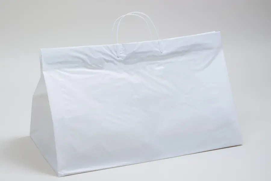 19W x 10D x 12H, White Plastic Catering Bags with Clip Loop Handles