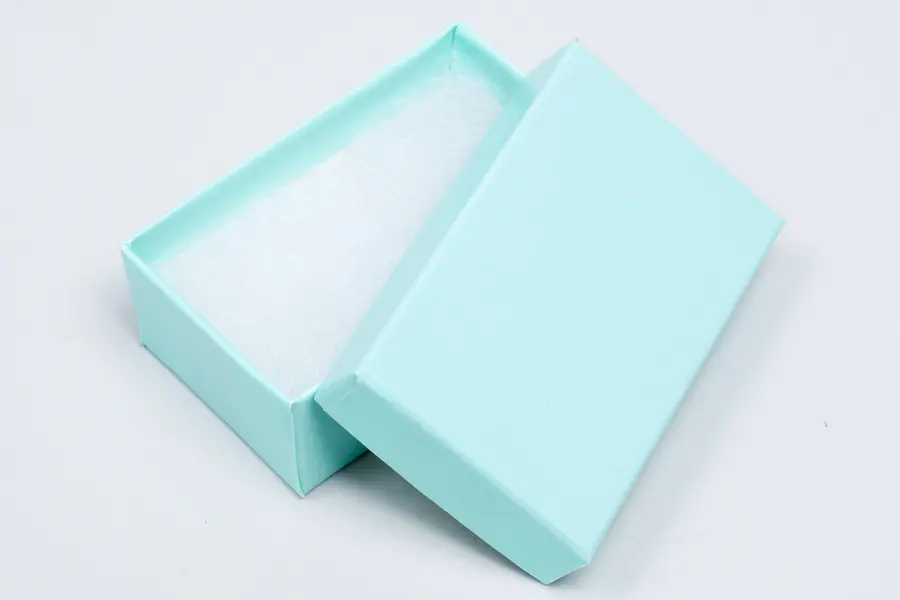 2-1/2L x 1-1/2W x 7/8H, 2-Piece Set-Up Jewelry Boxes w/Fiber Insert, Blue Ice Gloss