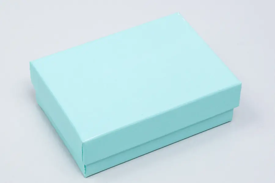 3L x 2-1/8W x 1H, 2-Piece Set-Up Jewelry Boxes w/Fiber Insert, Blue Ice Gloss