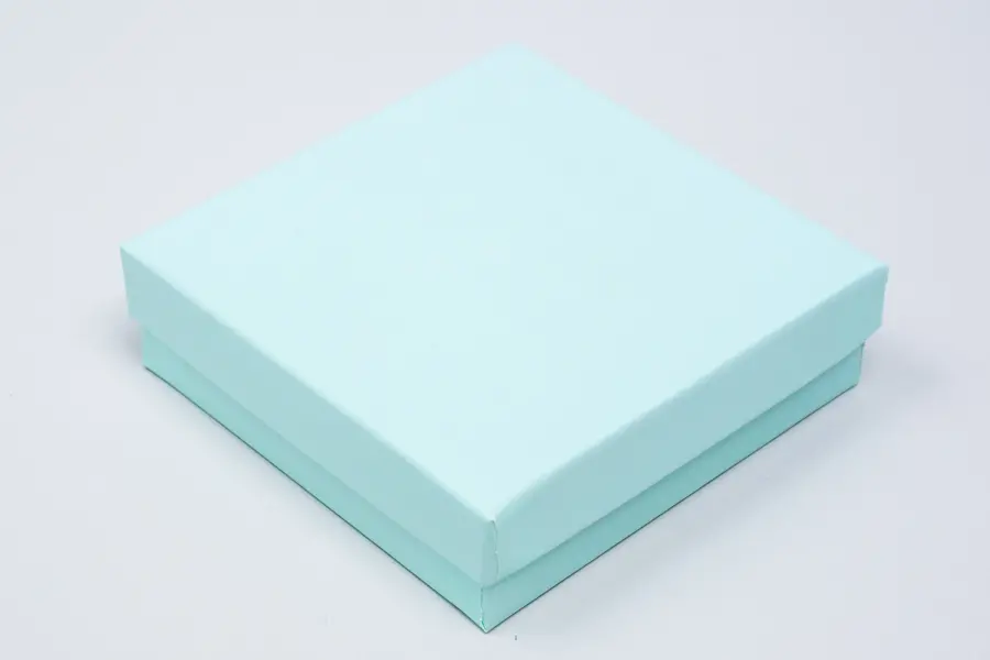 3-1/2L x 3-1/2W x 1H, 2-Piece Set-Up Jewelry Boxes w/Fiber Insert, Blue Ice Gloss