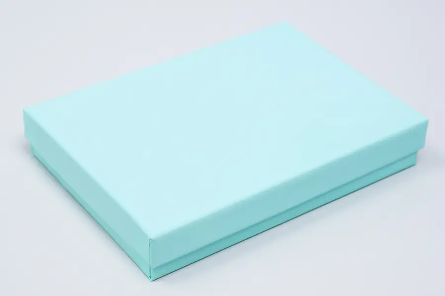 3-3/4L x 5-1/4W x 7/8H, 2-Piece Set-Up Jewelry Boxes w/Fiber Insert, Blue Ice Gloss