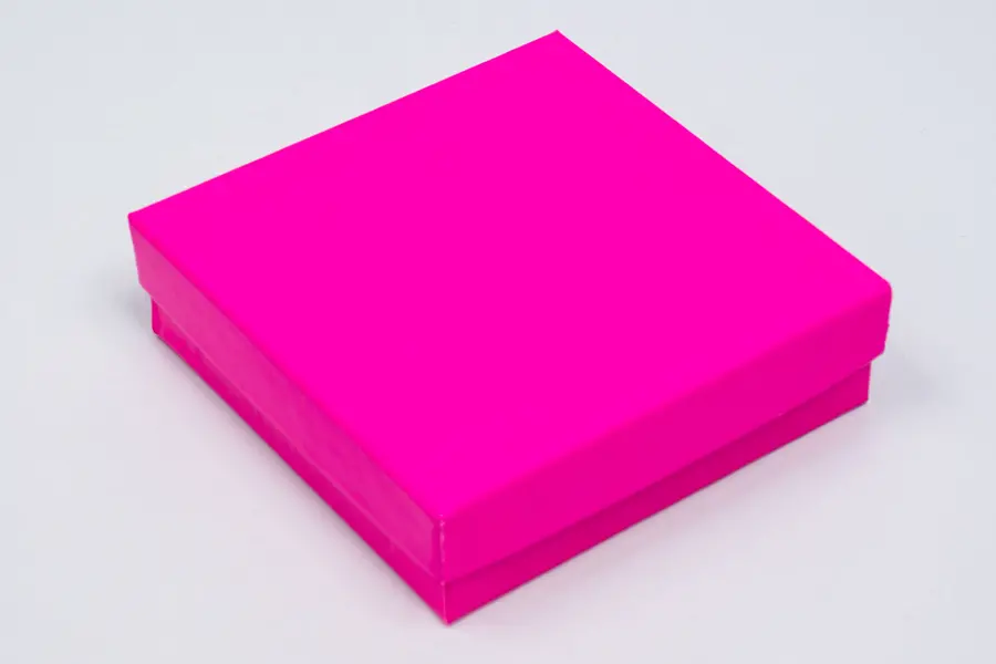 3-1/2L x 3-1/2W x 1H, 2-Piece Set-Up Jewelry Boxes w/Fiber Insert, Fuchsia Gloss
